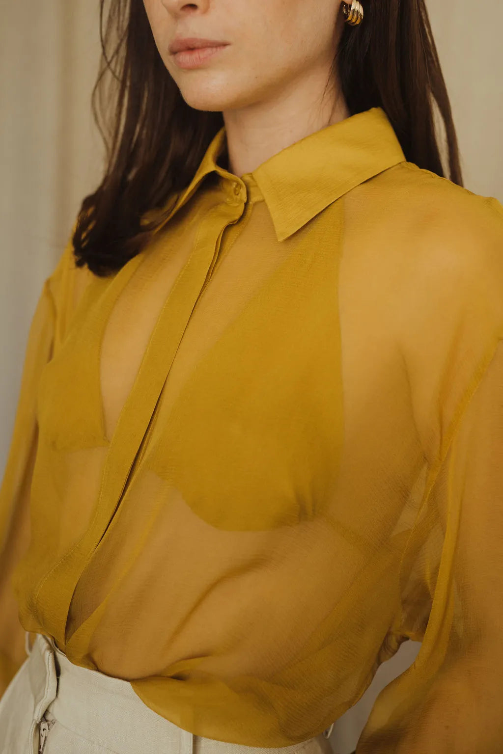 chemise en mousseline de soie pour femme élégante