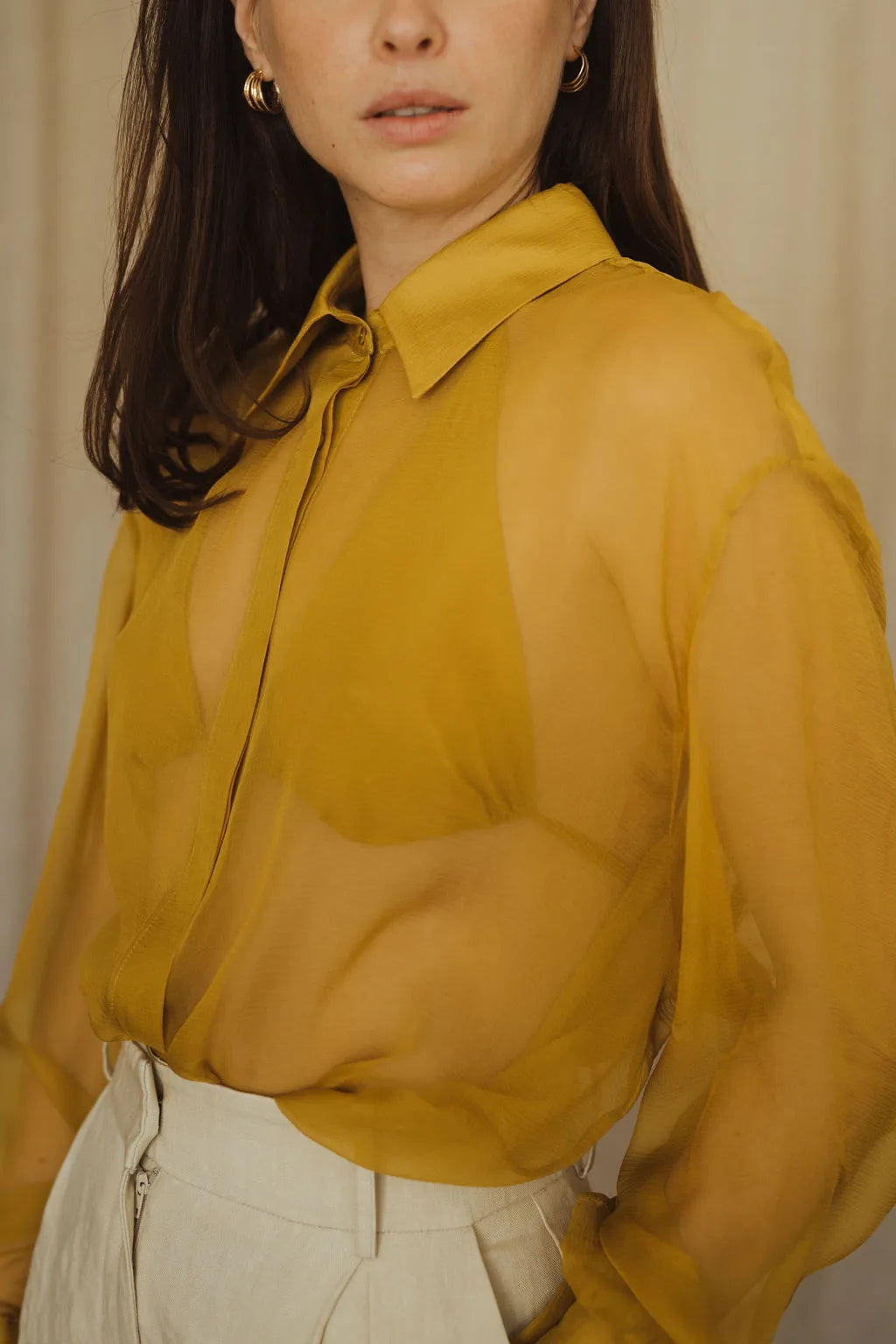 chemise en mousseline de soie pour femme luxe