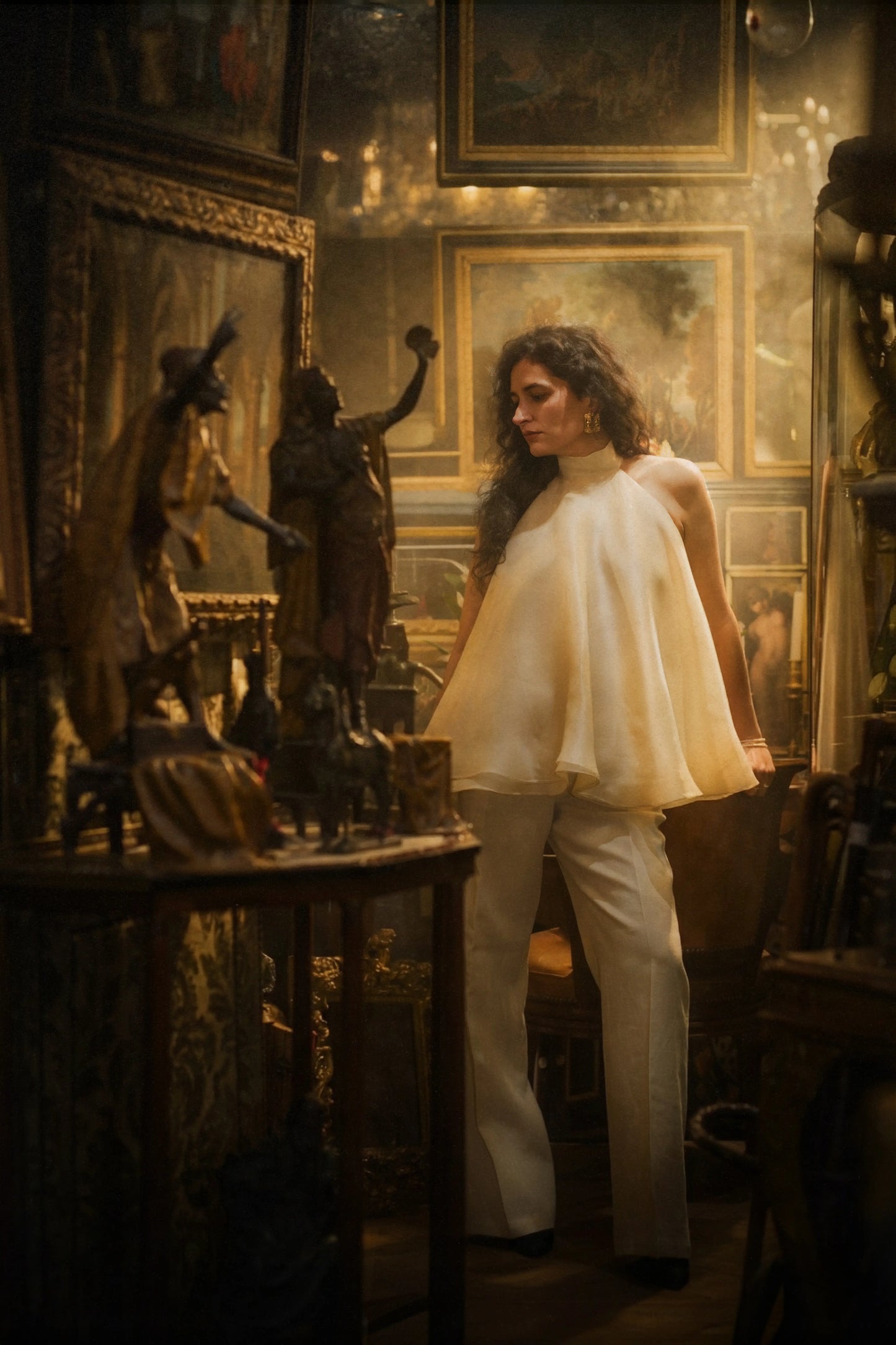 haut dos nu en organza de soie chic