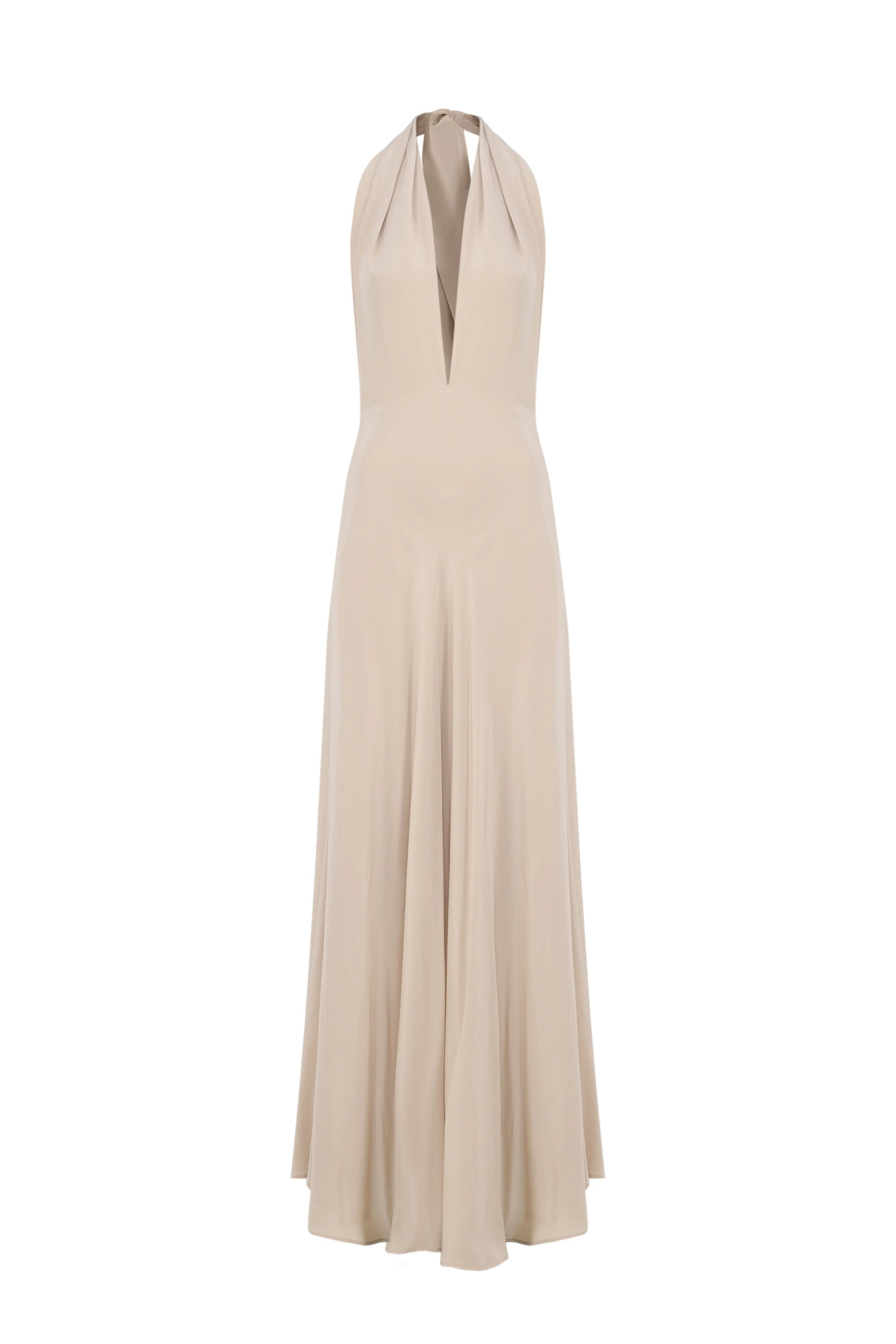 robe dos nu longue beige clair en soie chic