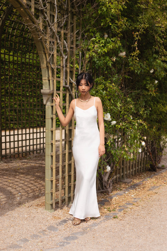 robe longue blanche en soie