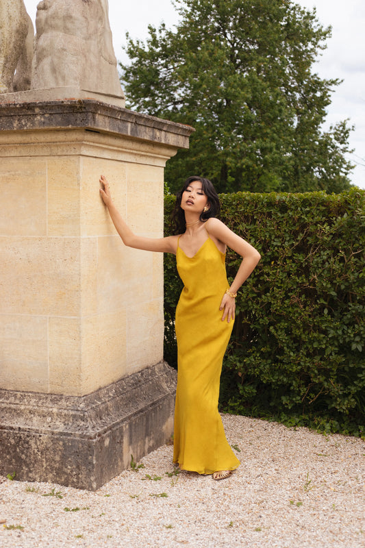 robe longue en mousseline de soie