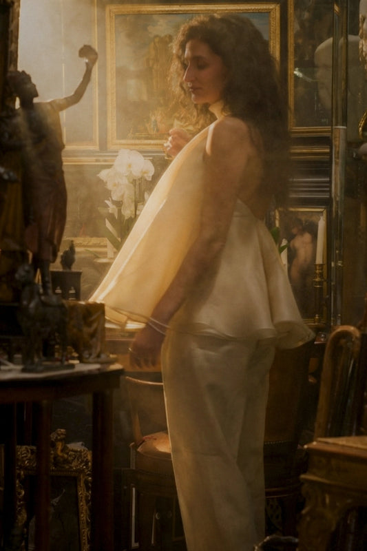 haut dos nu en organza de soie