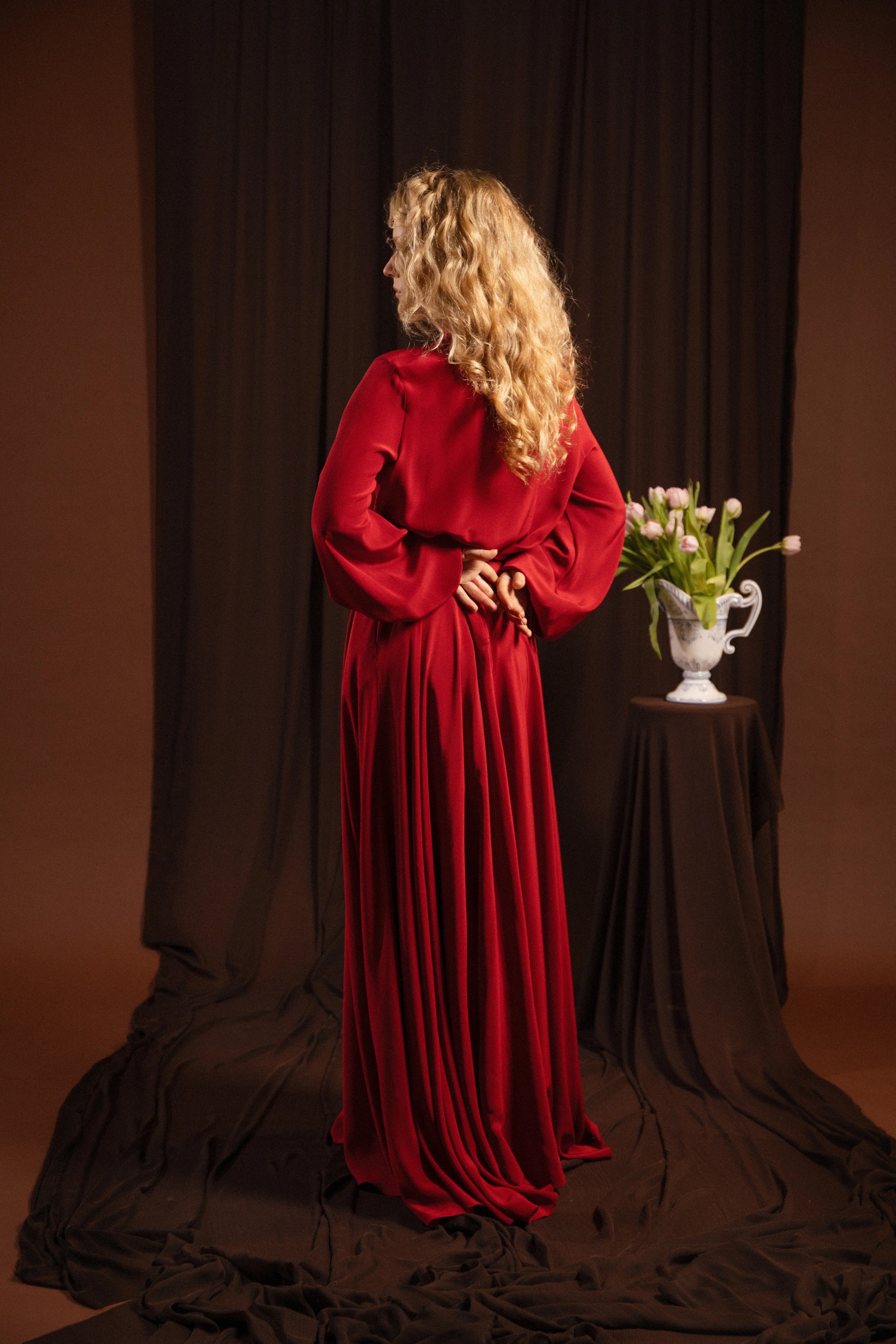jupe en soie longue bordeaux mariage