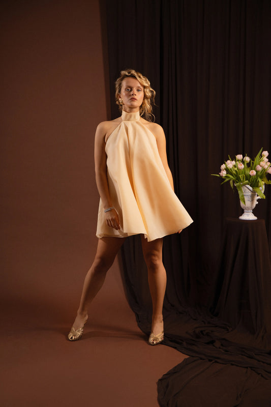 robe jaune courte en soie